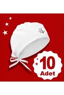 İnce Chef Baskılı Beyaz 10 Lu Set Bone | Chef Basıkılı Beyaz Bone | Özel Tasarım Aşçı Ve Şef Bonesi