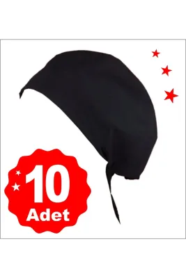 Siyah Chef Bonesi 10 Lu Set Aşçı Ve Şef Bonesi | Cerrahi Bone Ve Bandana