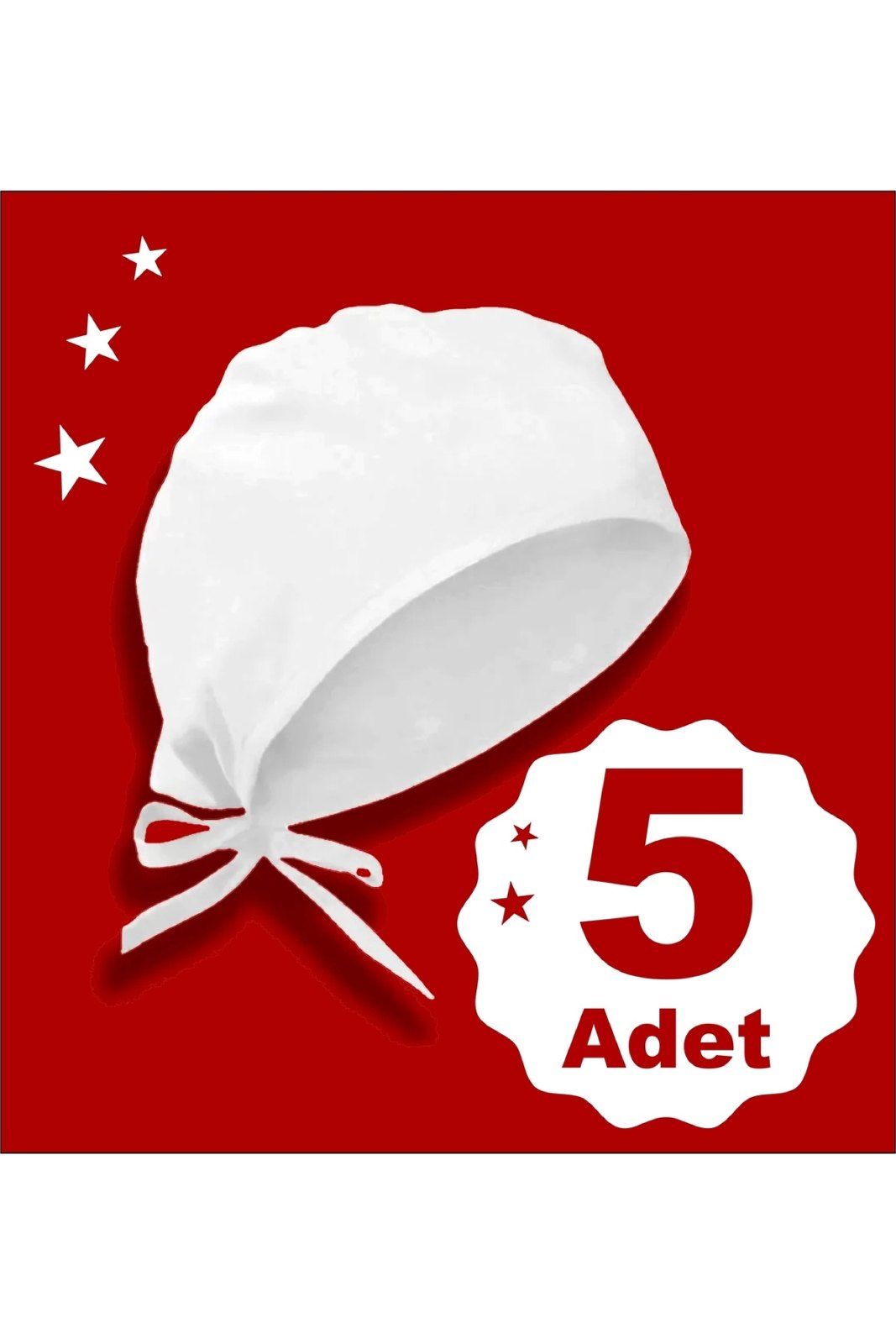 Baskısız Beyaz Bone, 5 li set Bone | Özel Tasarım Aşcı ve Doktor Bonesi | Bandana