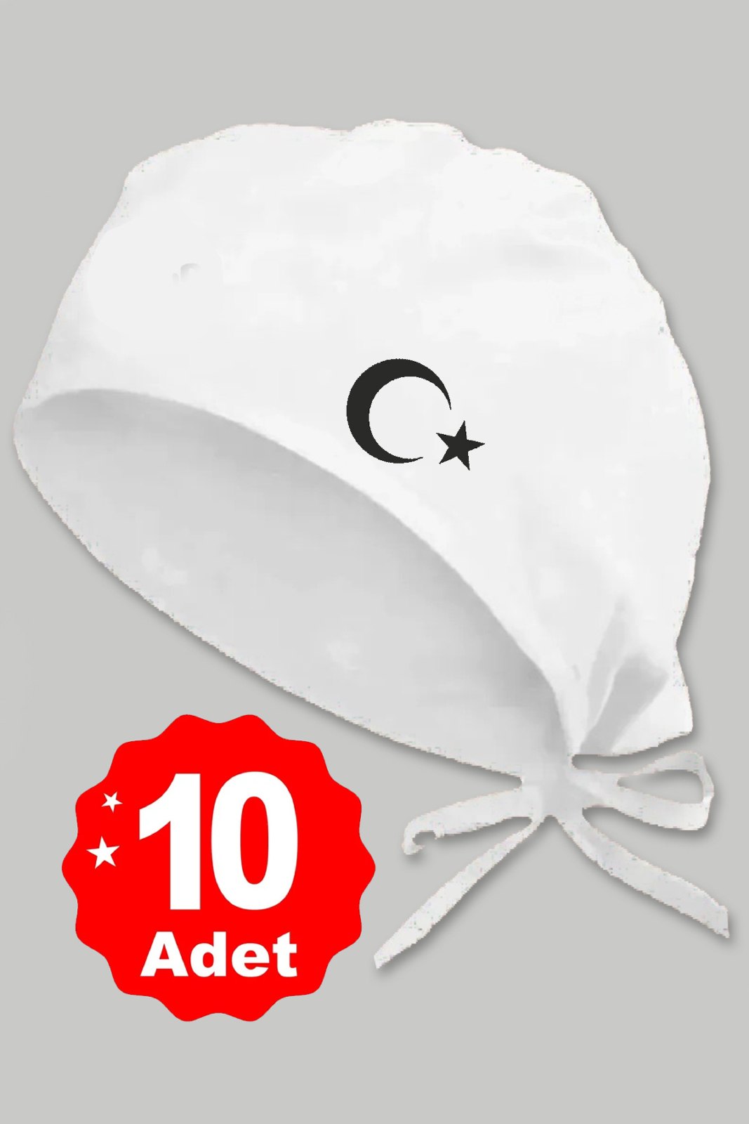 10lu Siyah Ay Yıldız Basklılı Beyaz Özel Tasarım Aşçı Ve Şef Bonesi - görsel 1
