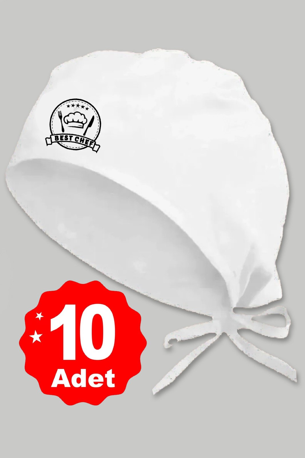 10lu Şapkalı Best Chef Logo Beyaz Basklılı Beyaz Özel Tasarım Aşçı Ve Şef Bonesi - görsel 1