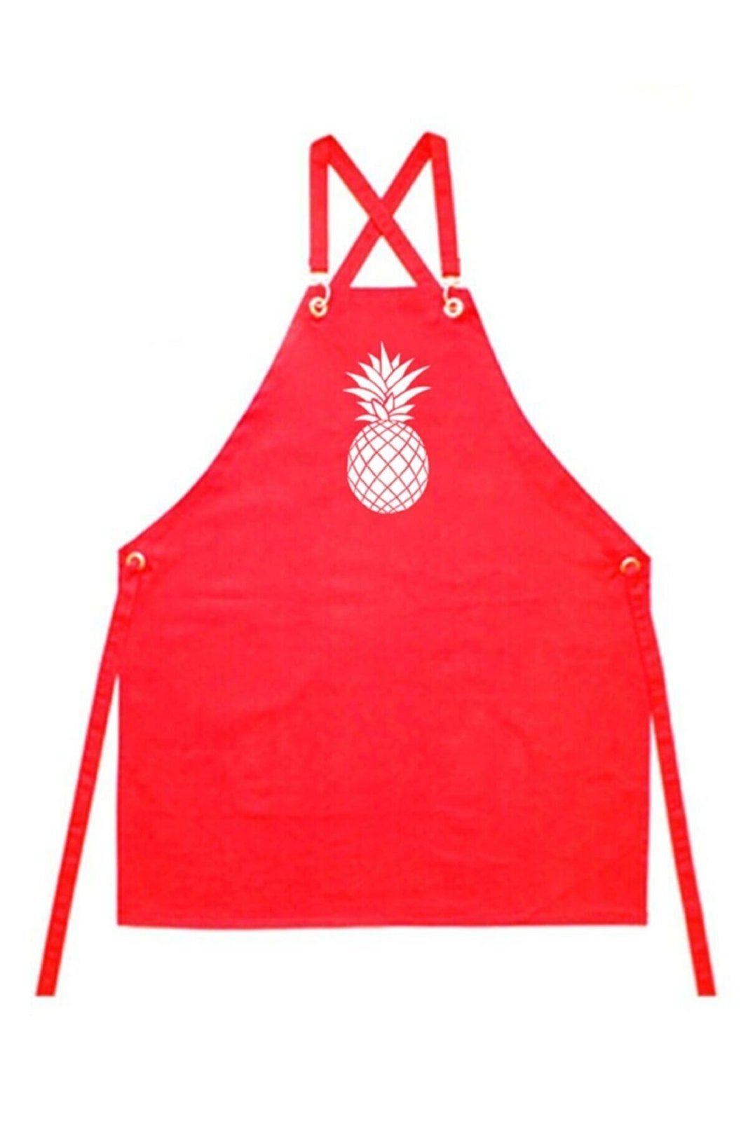 Mutfak Önlüğü Masterchef Ananas Desenli - Tokalı Kırmızı Önlük - görsel 1