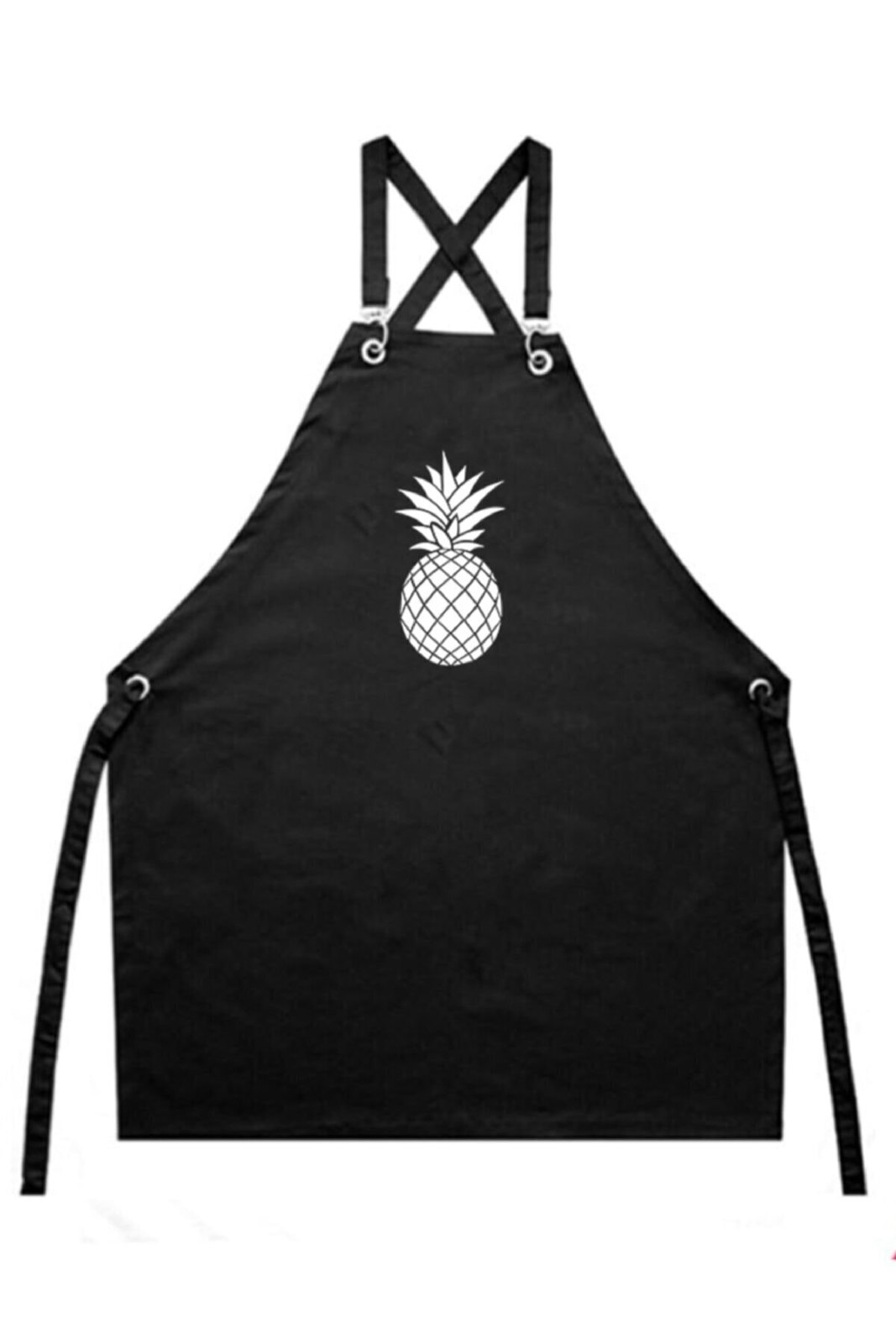 Mutfak Önlüğü Master Chef Ananas Desenli - Tokalı Siyah Önlük - görsel 1