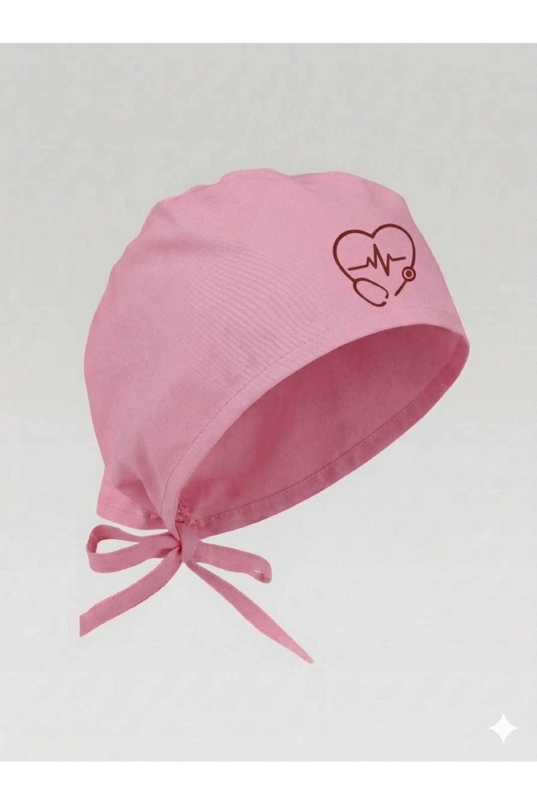Doktor Ve Hemşire Için Özel Tasarım Kırmızı Baskılı Pembe Cerrahi Bone Bandana