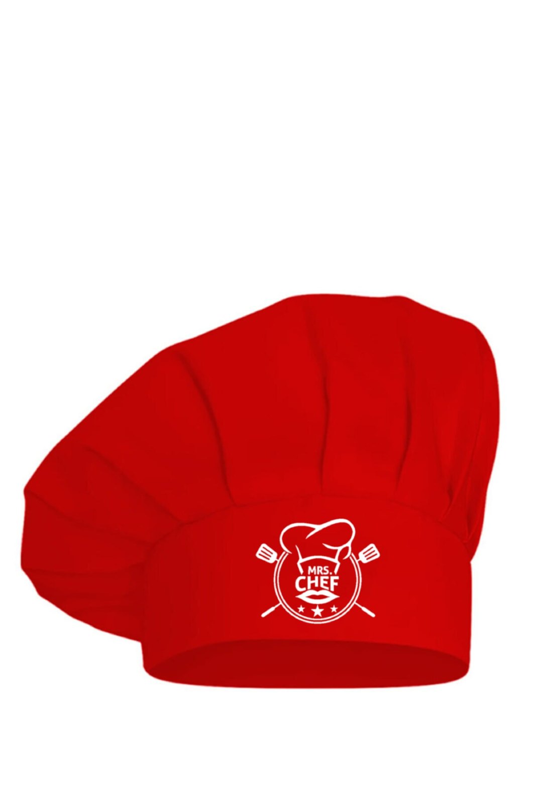 Mrs Chef Baskılı Ayarlanabilir Cırtlı Kırmızı Aşçı Şapkası - görsel 1