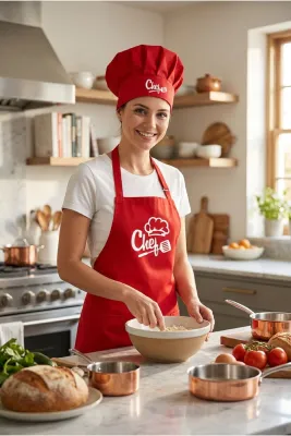Ayarlanabilir Kırmızı Chef Aşçı Şapkası - Şef Aşçı Şapkası