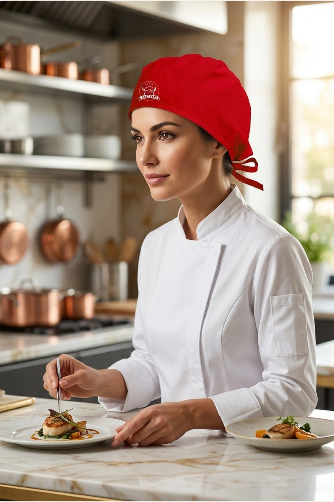 Best Chef Baskılı Kırmızı Chef Bonesi | Özel Tasarım Aşçı Ve Şef Bonesi - görsel 1