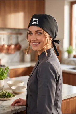 Best Chef Logo baskılı Siyah Chef Bonesi | Özel Tasarım Aşçı Ve Şef Bonesi