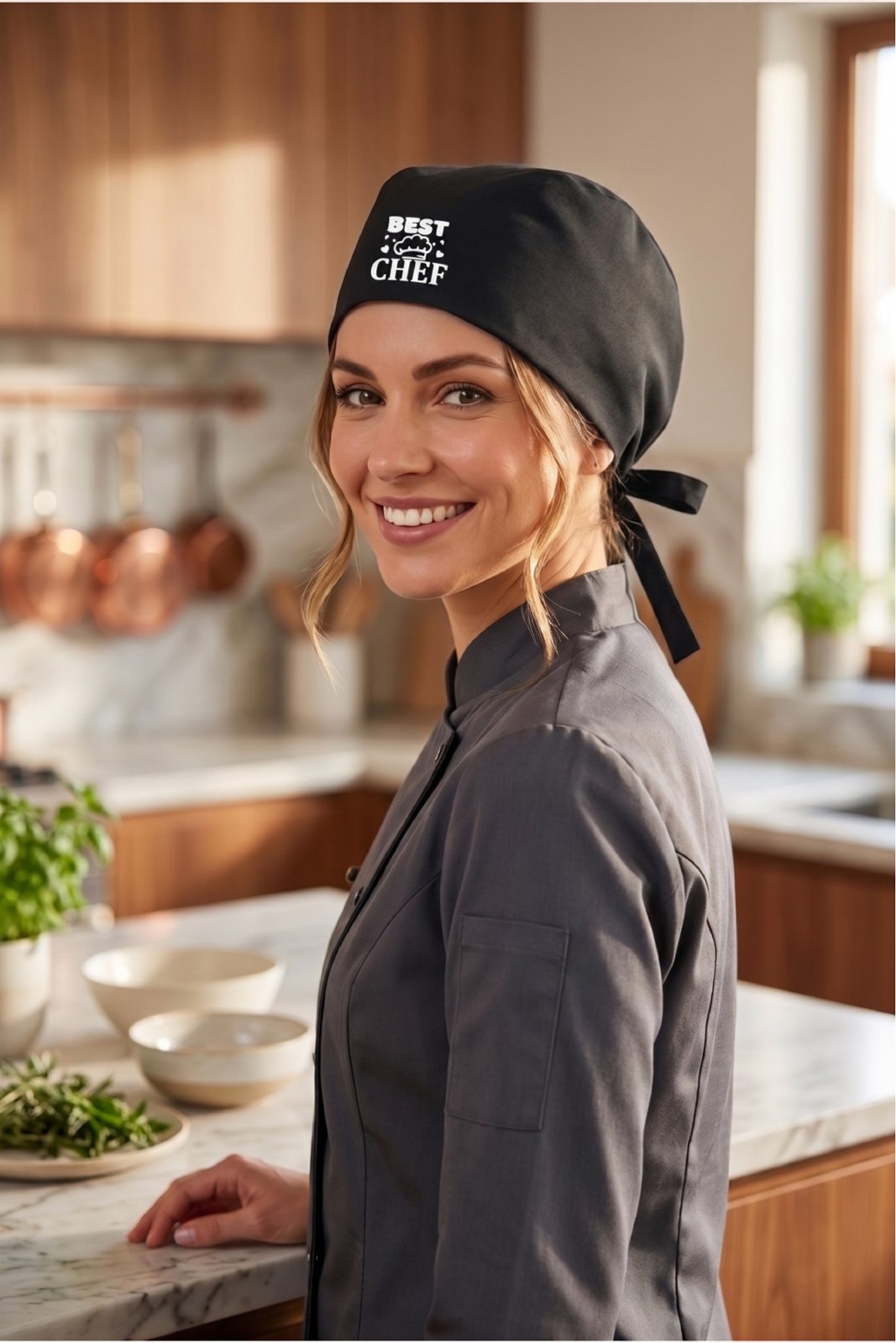 Best Chef Logo baskılı Siyah Chef Bonesi | Özel Tasarım Aşçı Ve Şef Bonesi - görsel 1
